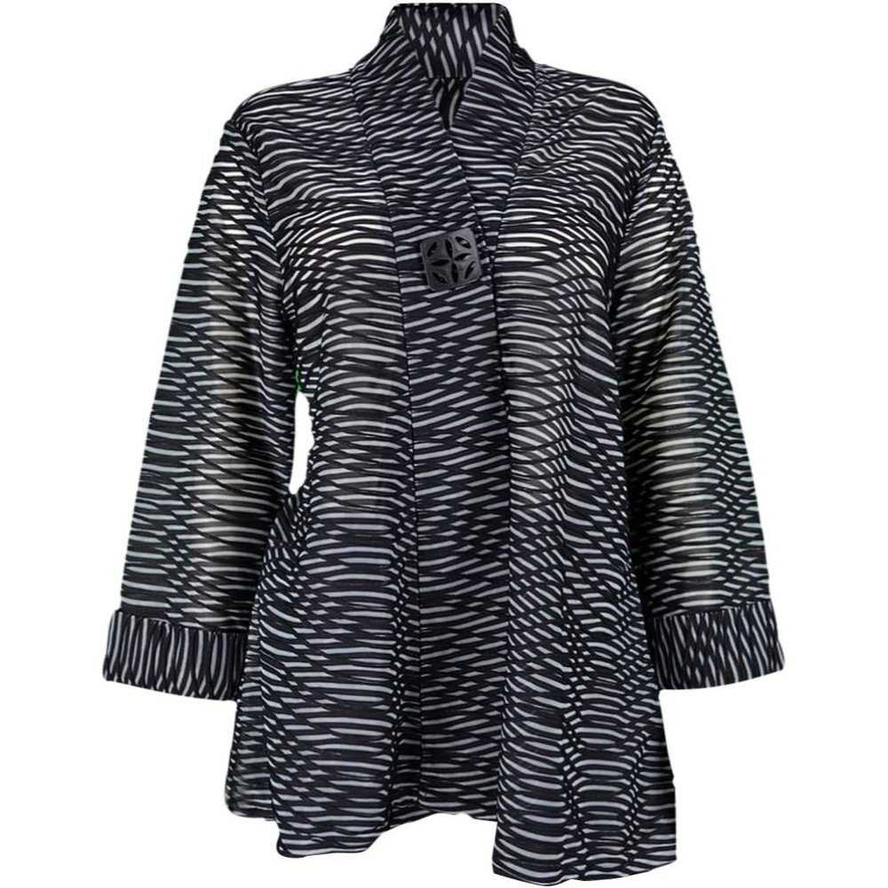 Pretty Woman One Button Textured Striped SHEER Jacket  1X